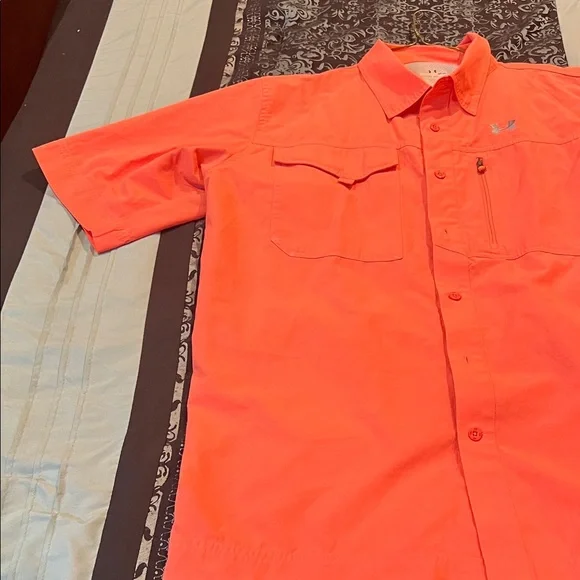 Under Armour Men's Vibrant Orange Button Down Shirt - Picture 3 of 9